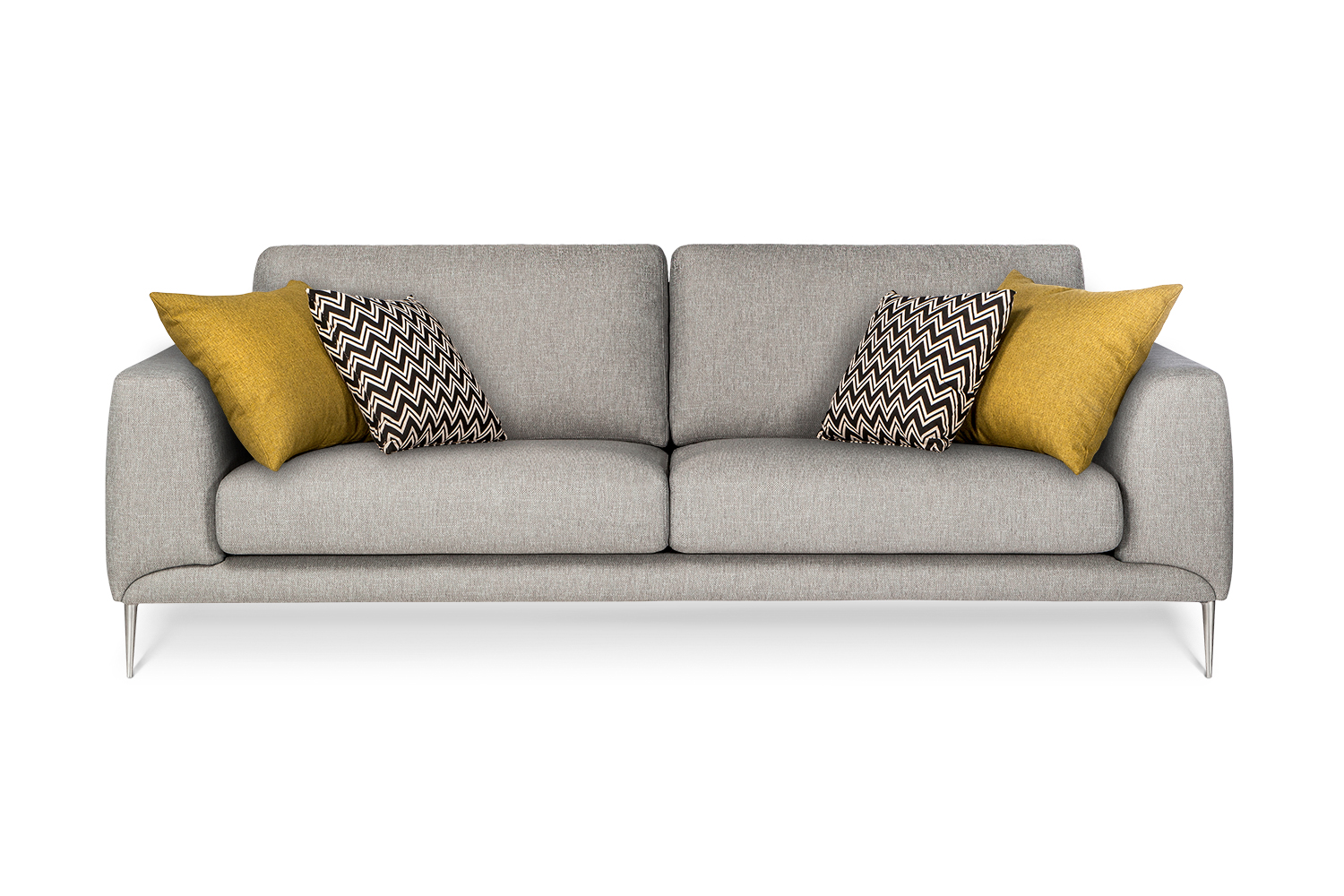In picture: Lorenzo 3 LC with additional deco pillows. Fabric: Solution 60. Leg: 15, stainless steel.