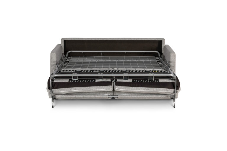 In picture: Lumo 2 opened into bed position, no top mattress. Fabric: Linea16.