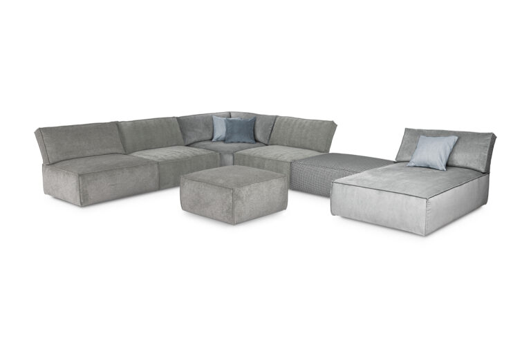 Boni 11C1LoungerDiv with footstool. Fabrics: mixed