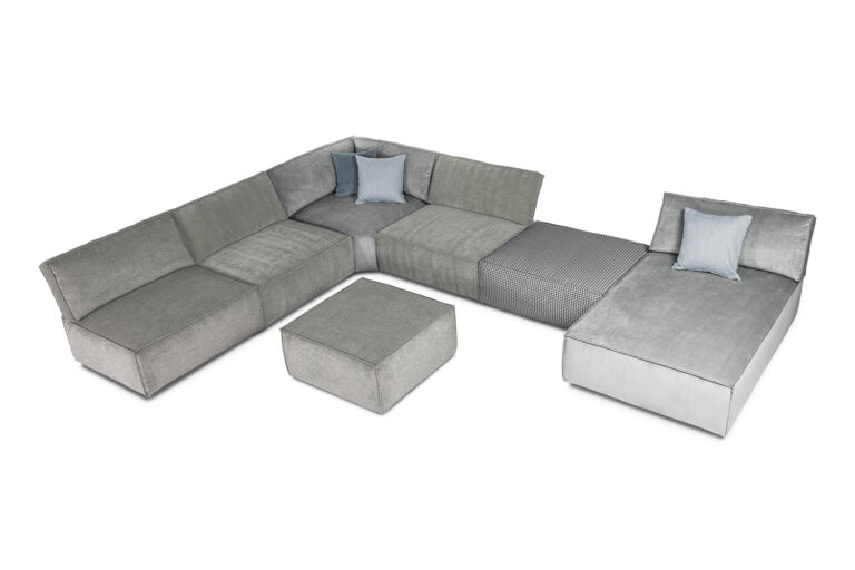 Boni 11C1LoungerDiv with footstool. Fabrics: mixed
