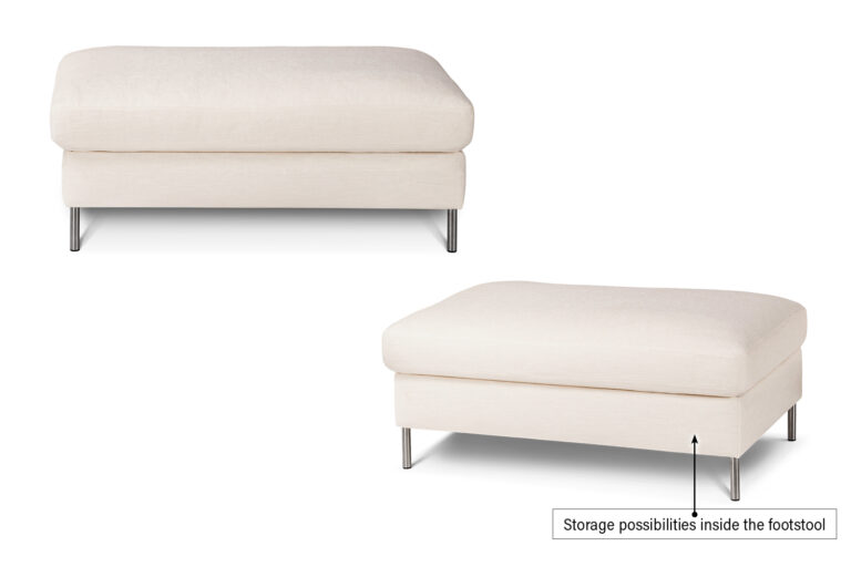 In picture: Colorado 4 footstool. Fabric: Bronco 5208. Leg 48, stainless steel.