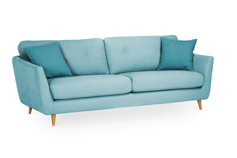 In picture: Blaze 3 LC with buttoned back cushions (optional). Fabric: Delta 5142. Leg: 50, oak.