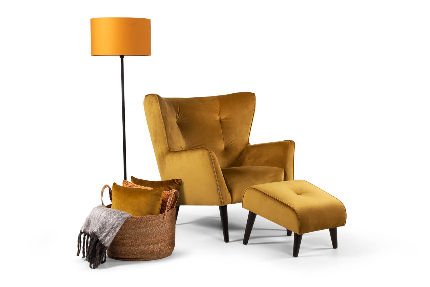 In picture: Siena chair with footstool. Fabric: Juke 132.