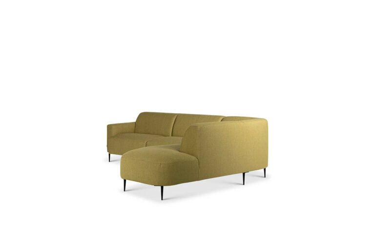 In picture: Perry Open End Right. Fabric: Chrush 2170. Leg: 15, matte black.