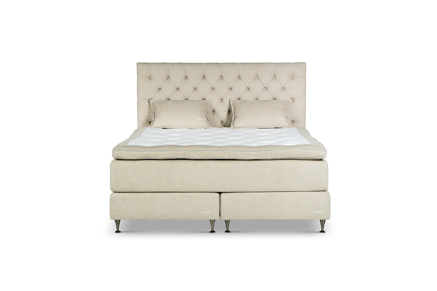 In picture: Continental C30 bed180x200cm. Top mattress: Heaven. Headboard: Windsor. Fabric: Next105. Leg:124.