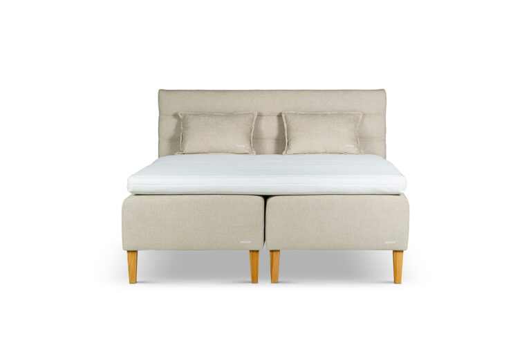 In picture: Single S10 bed 2x90x200cm. Topmattress: SuperMega. Headboard: Relax. Fabric: Next 105. Leg: 3.