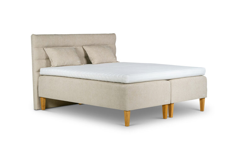 In picture: Single S10 bed 2x90x200cm. Topmattress: SuperMega. Headboard: Relax. Fabric: Next 105. Leg: 3.