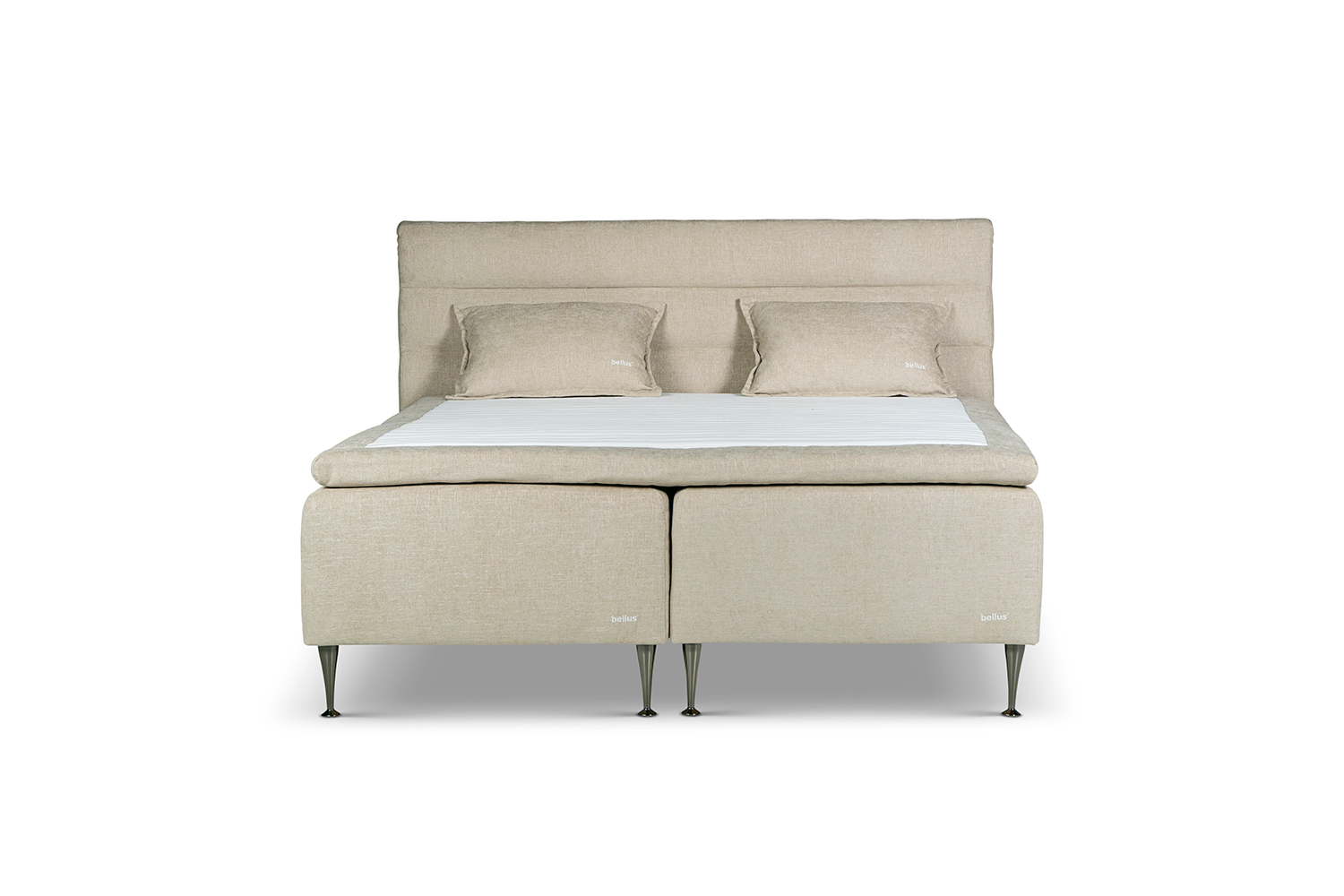 In picture: Single S20 bed 2x90x200cm. Top mattress: Heaven. Headboard: Relax. Fabric: Next 105. Leg: 125.